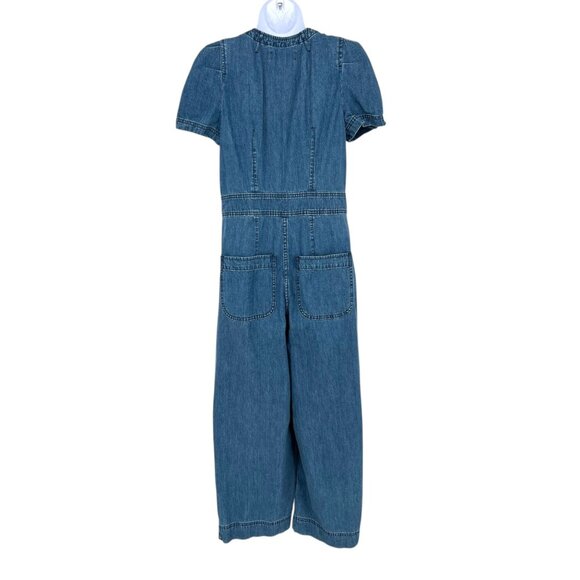 J.Crew Point Sur Patch-Pocket Utility Blue Denim Short Sleeve Romper Size 4 - Picture 8 of 14